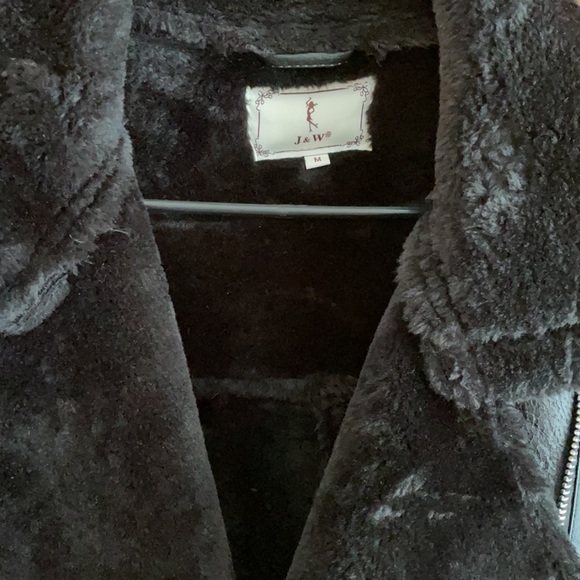 Oversized fur lined leather moto jacket - Picture 3 of 3